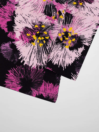 Boxy Printed Modal Turtleneck-Flower Burst