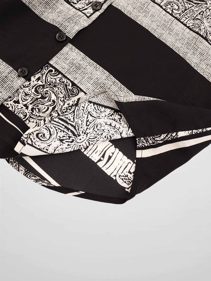 Button Down Collared Blouse-Mix Print