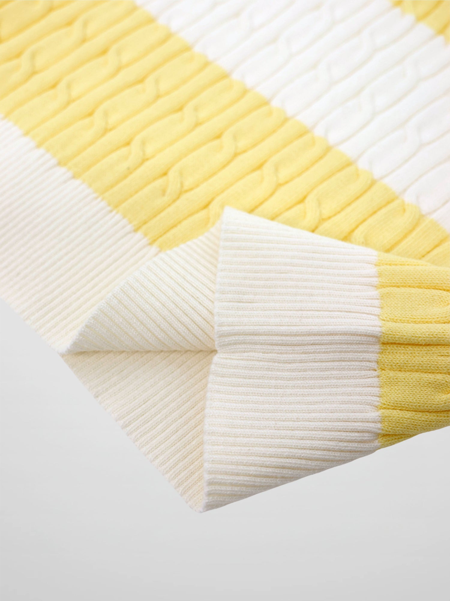 Striped Cable Sweater-Yellow/White