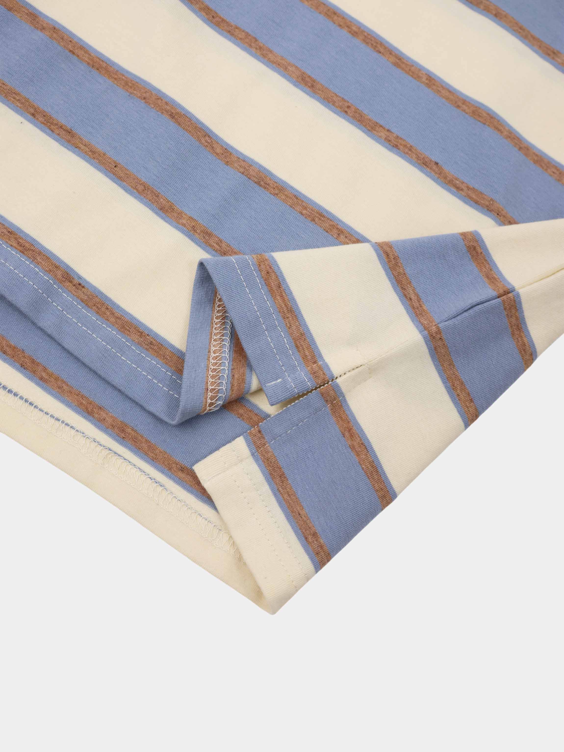 Wide Stripe Rugby T-Shirt-Light Blue Stripe