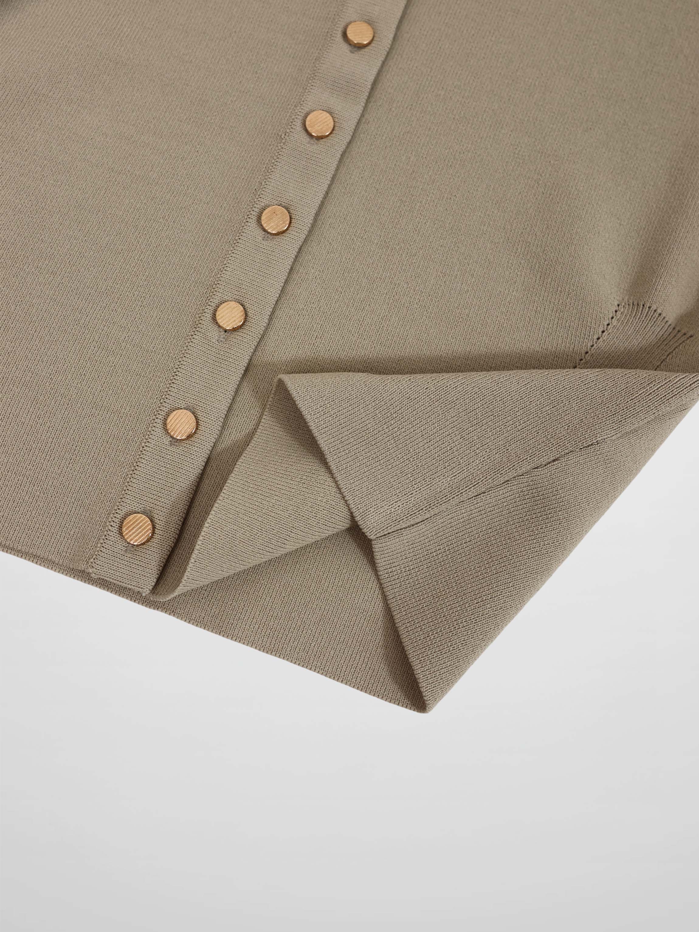 Gold Button Crop Cardigan-Latte