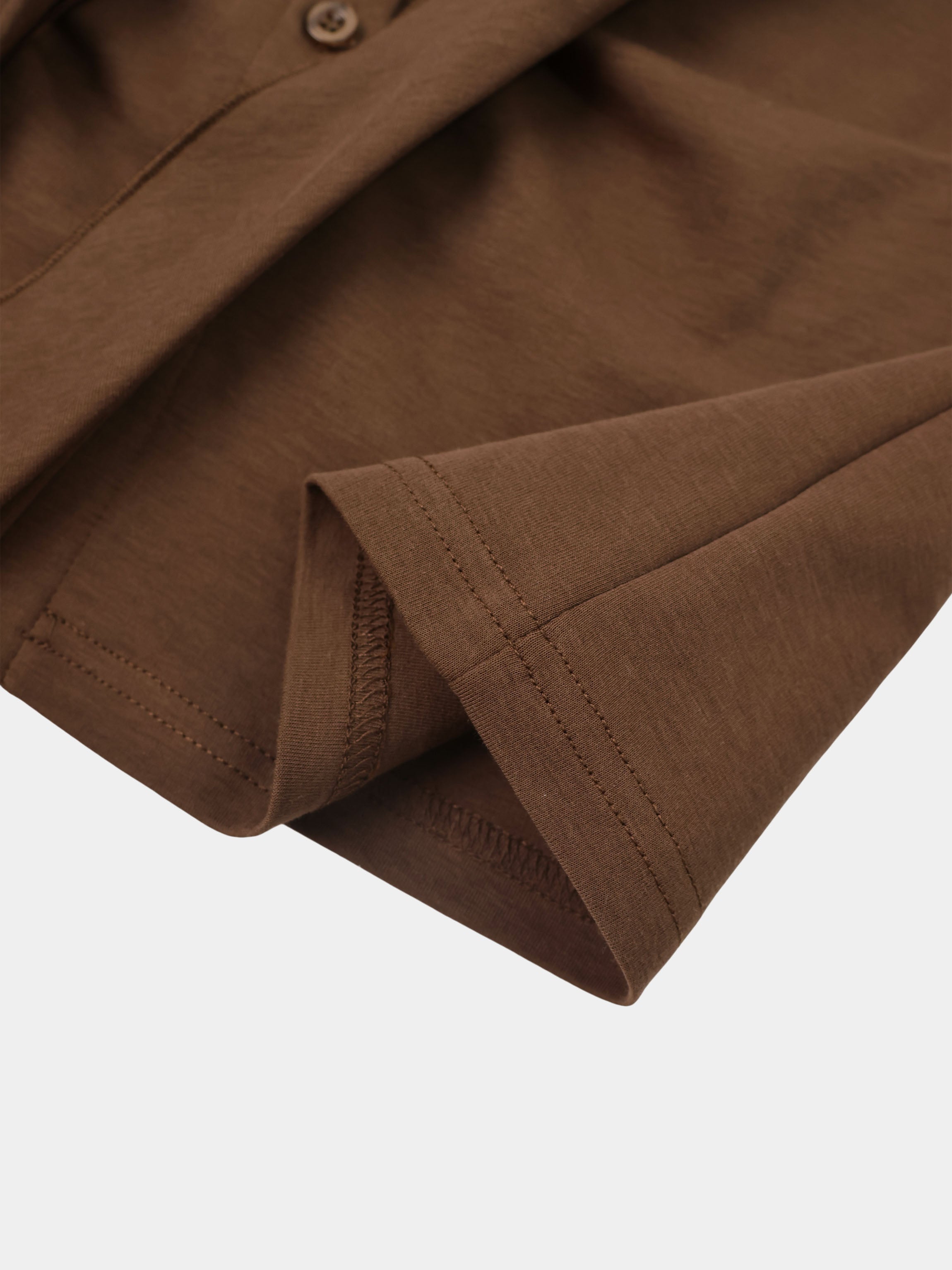 Waist Tie Button Down T-Shirt-Brown