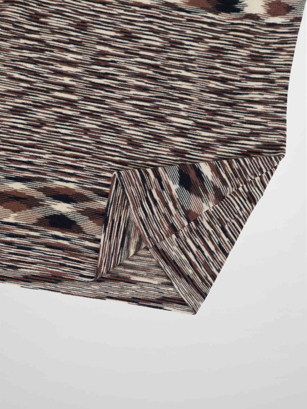 Abstract Stripe Knit Turtleneck-Brown