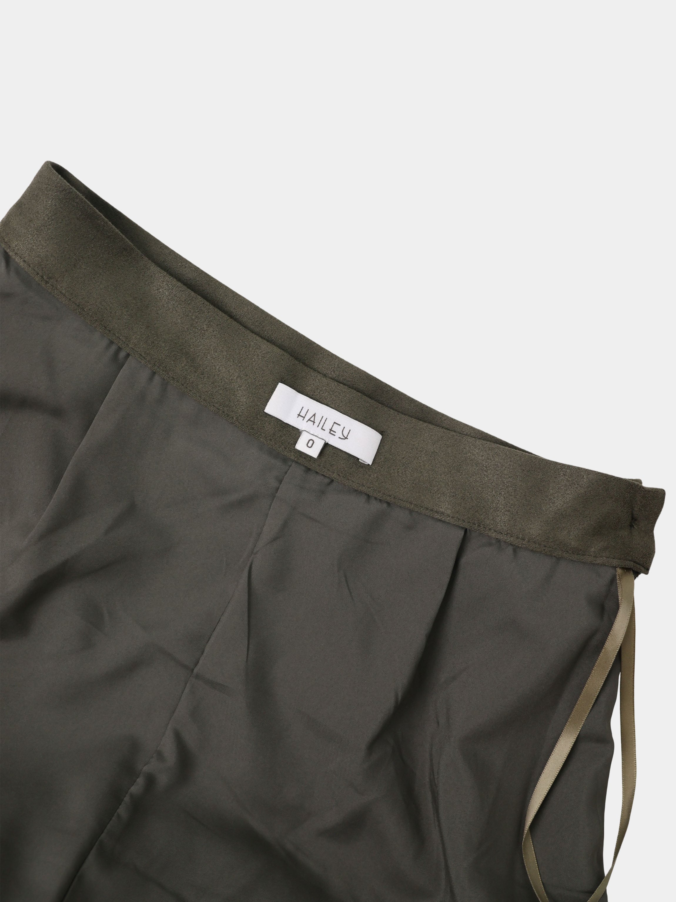 Curved Yoke Faux Suede Skirt - Green