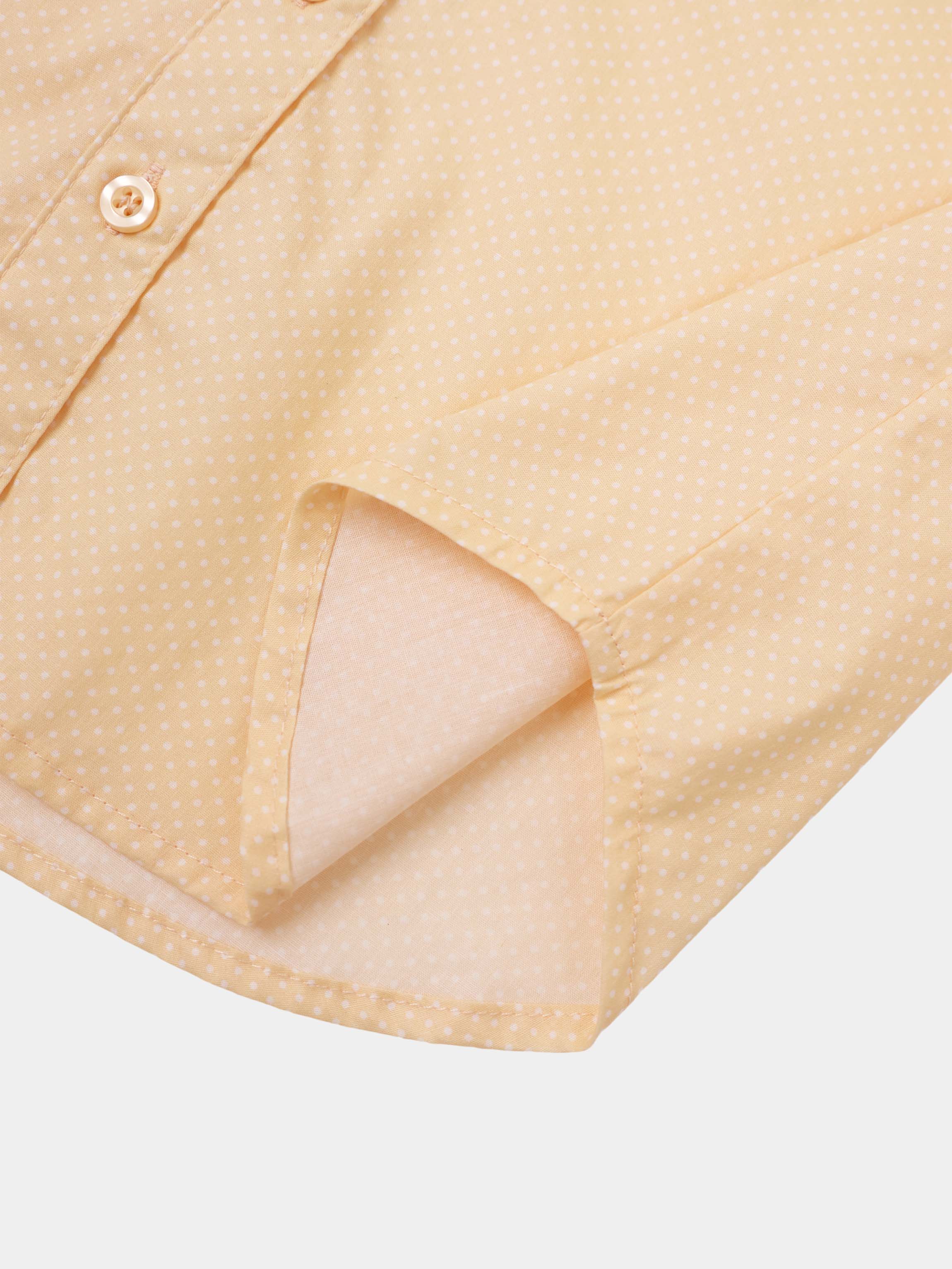 White Collar Mini Dot Shirt-Yellow/White