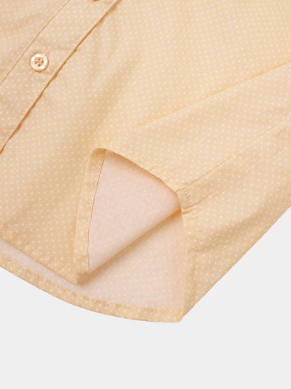 White Collar Mini Dot Shirt-Yellow/White