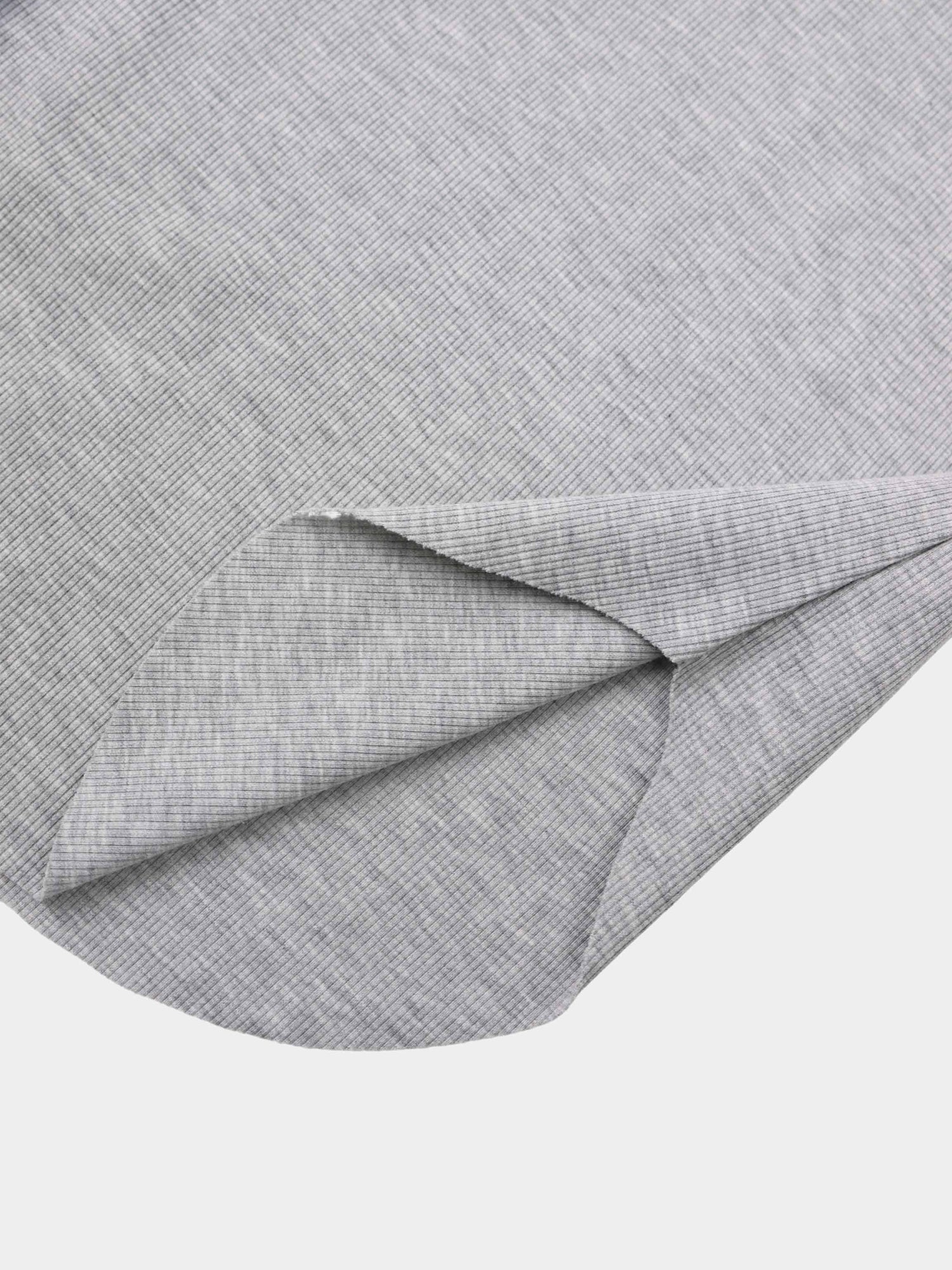 Rounded Hem Ribbed T-Shirt-Heathered Grey