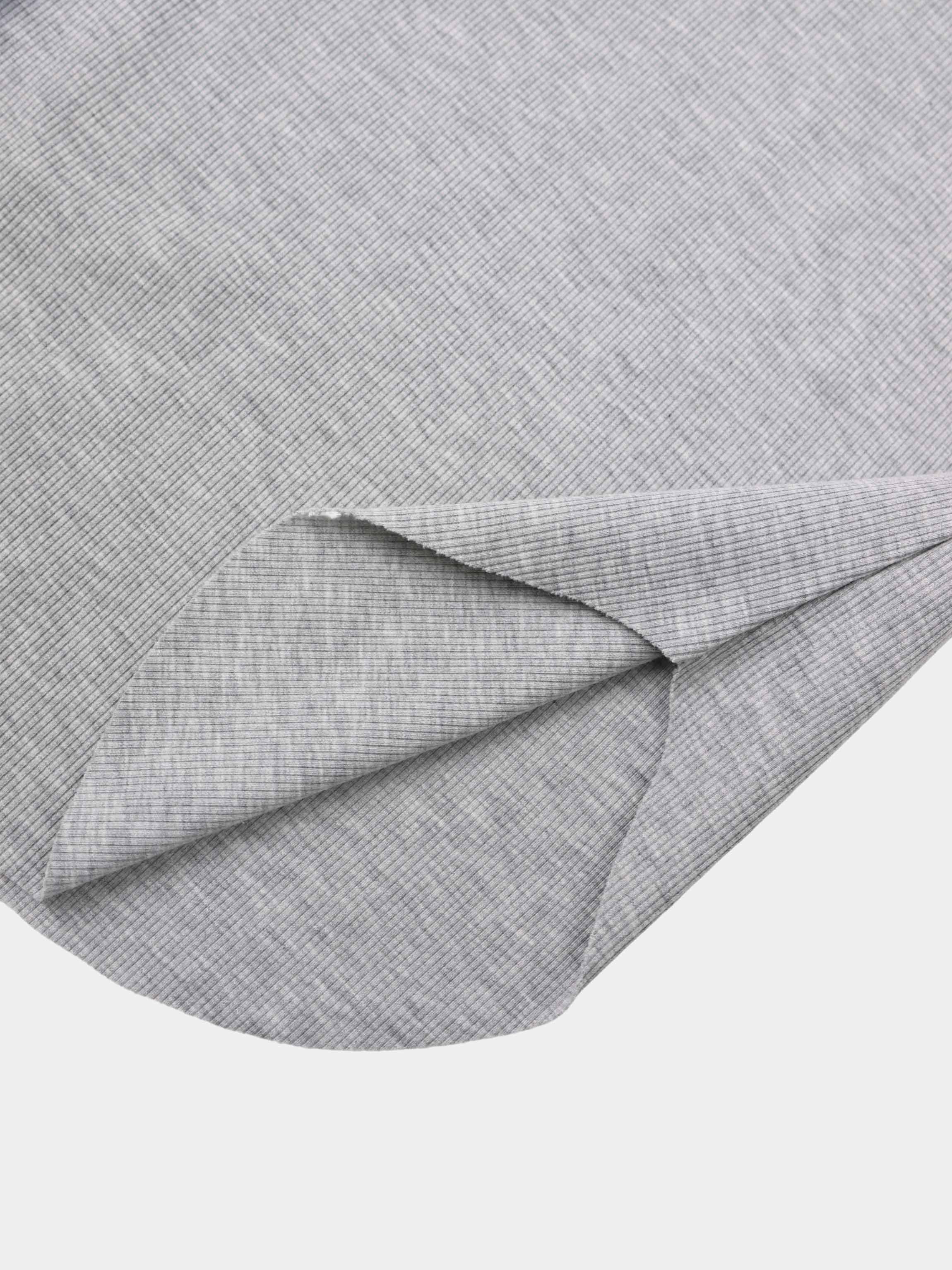 Rounded Hem Ribbed T-Shirt-Heathered Grey