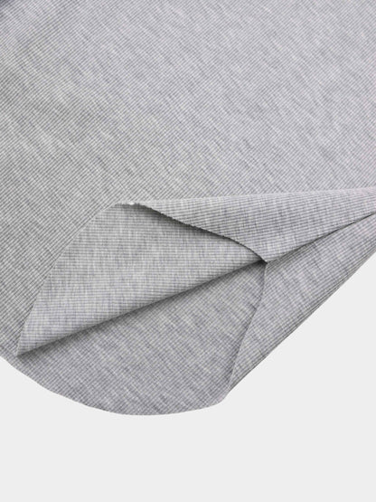 Rounded Hem Ribbed T-Shirt-Heathered Grey