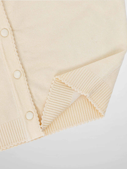Trim Detail Crew Crop Cardigan-Ivory