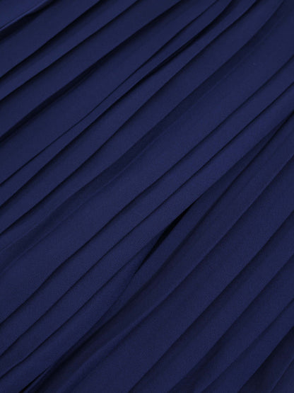 Chiffon Drop Waist Pleat Skirt-Navy