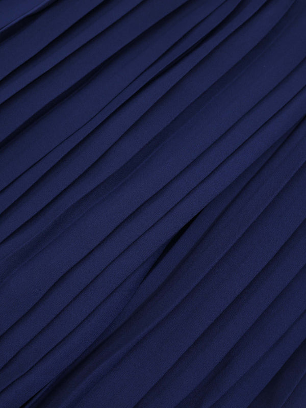 Chiffon Drop Waist Pleat Skirt-Navy