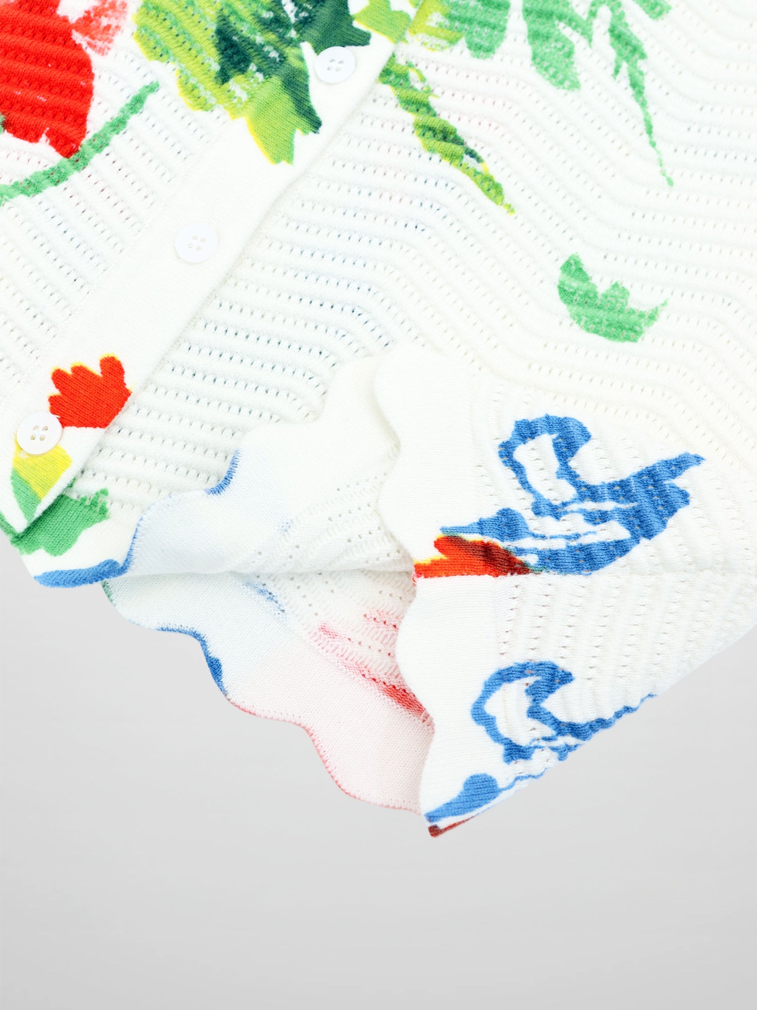 Printed Wave Cardigan-Coral Flower