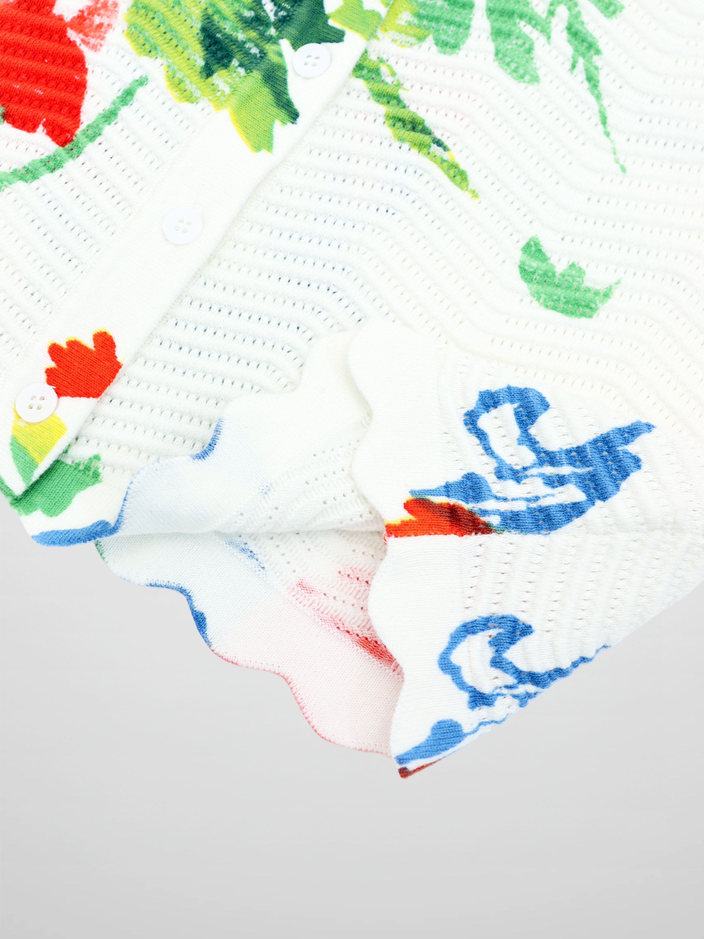 Printed Wave Cardigan-Coral Flower