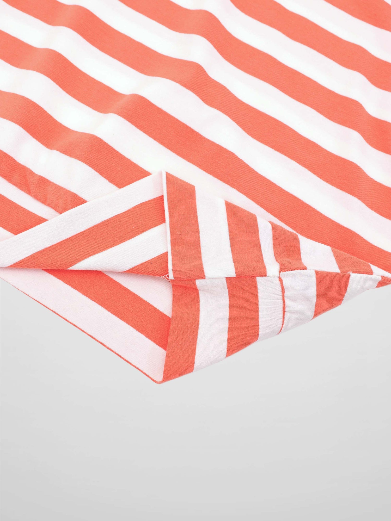 Striped Collar Bomber Tee-Coral/White