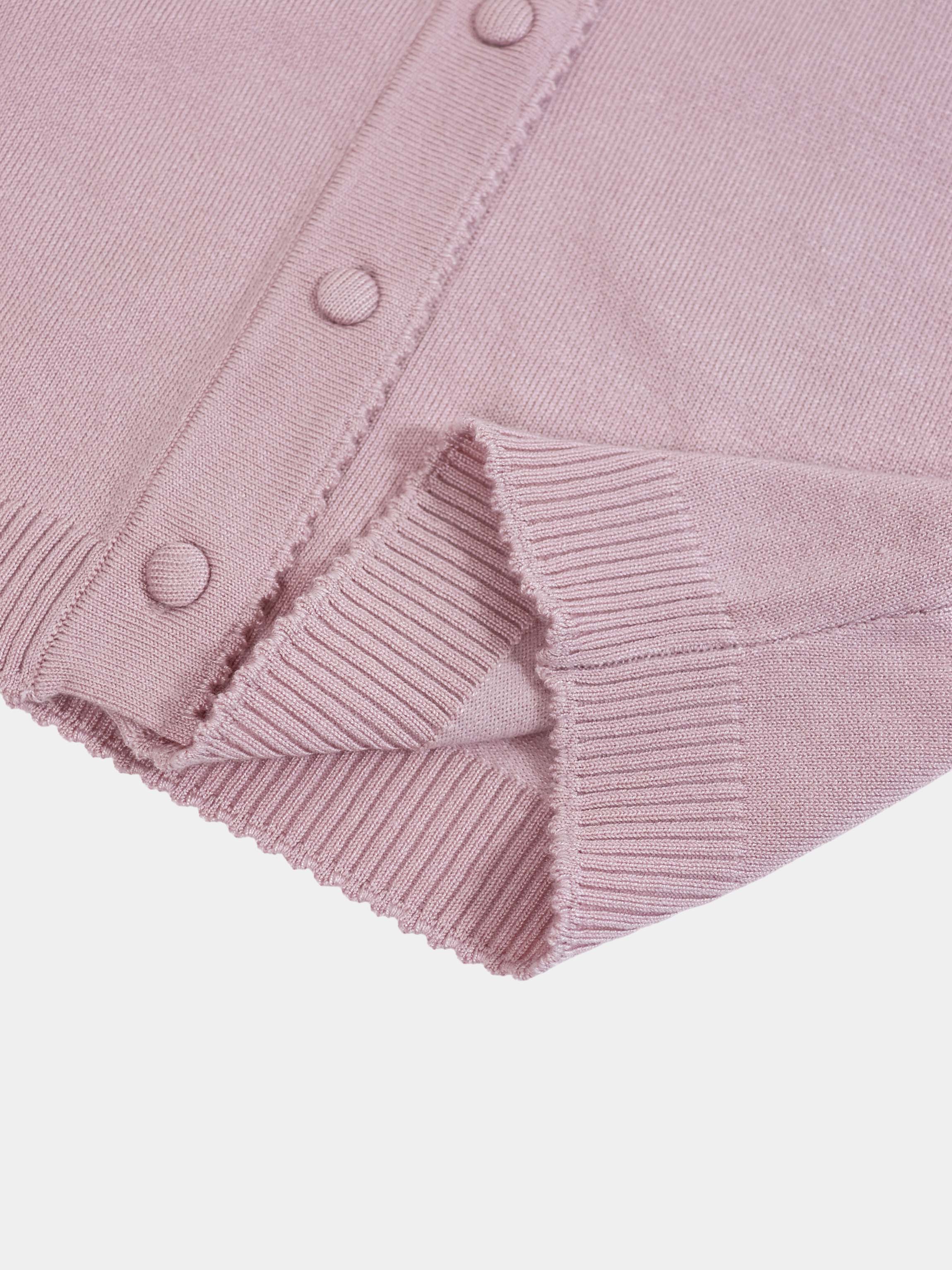 Trim Detail Crew Crop Cardigan-Mauvey Pink