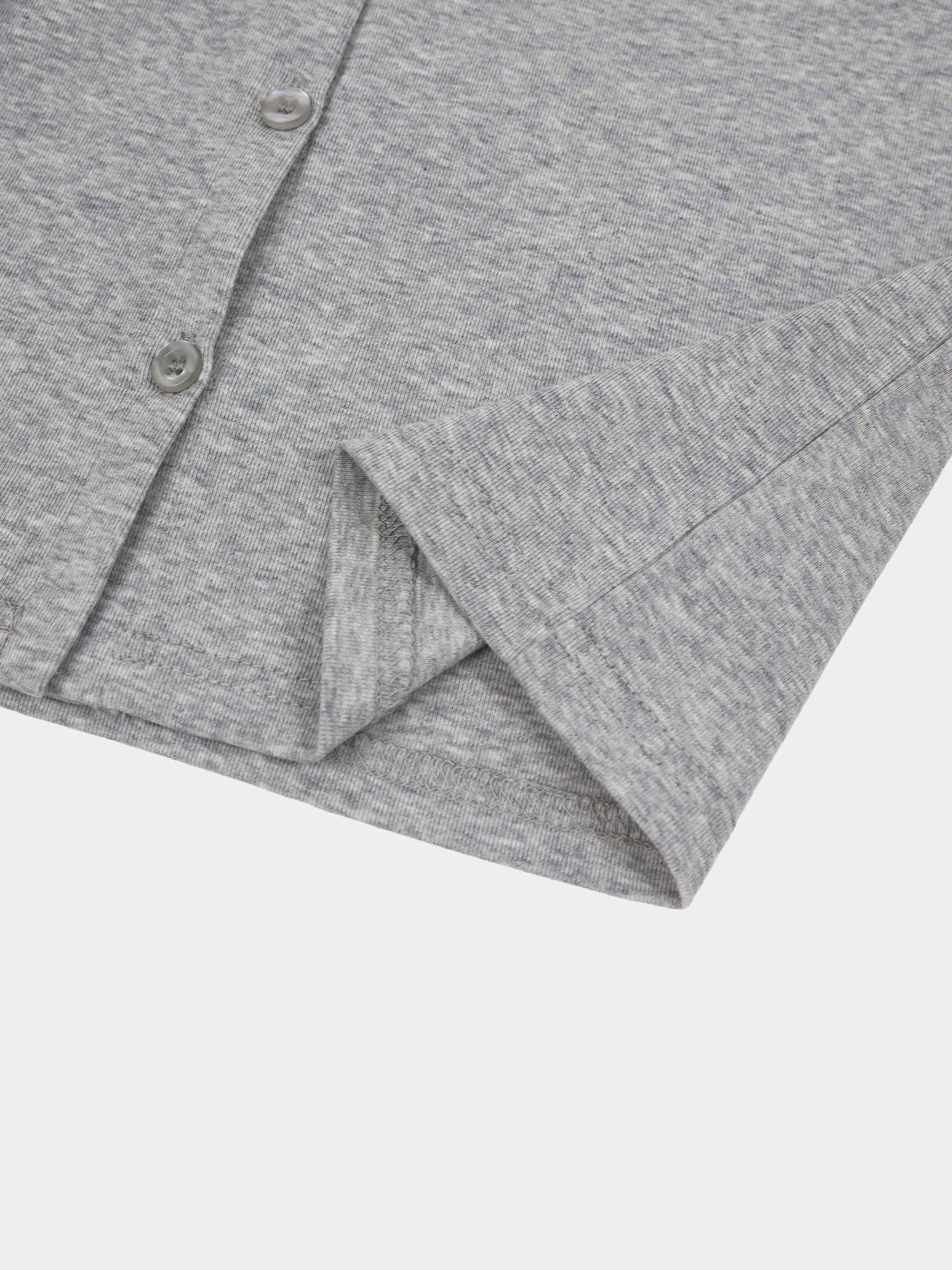 Crop T-Shirt Cardigan-Heathered Grey