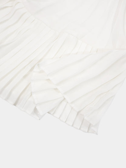 Micro Pleat Dress-White