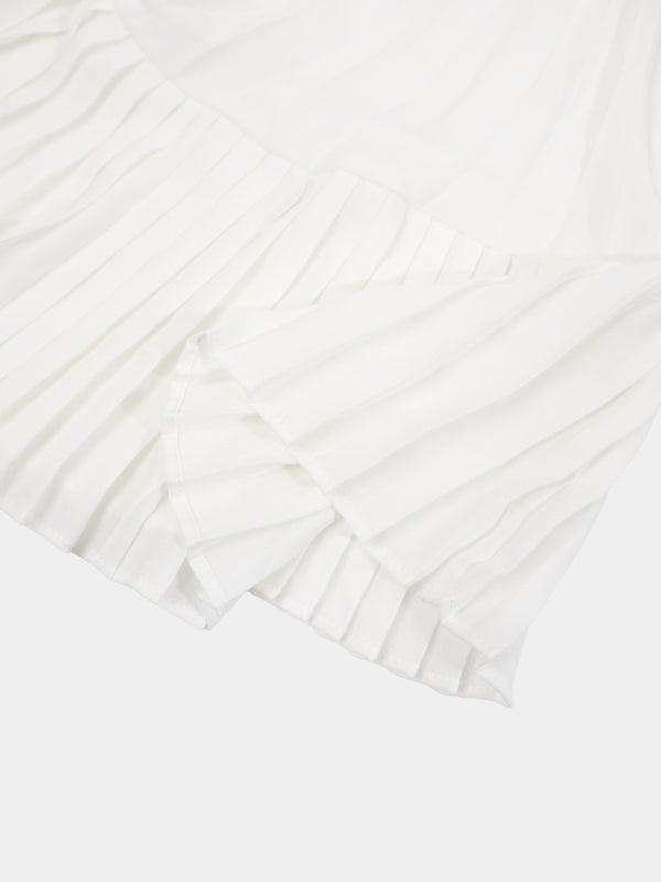 Micro Pleat Dress-White