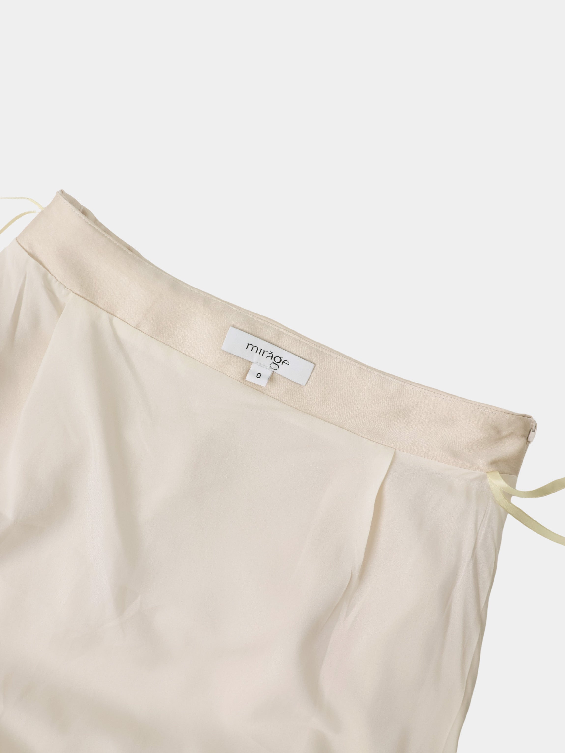 Faux Satin Ruffle Skirt - Cream
