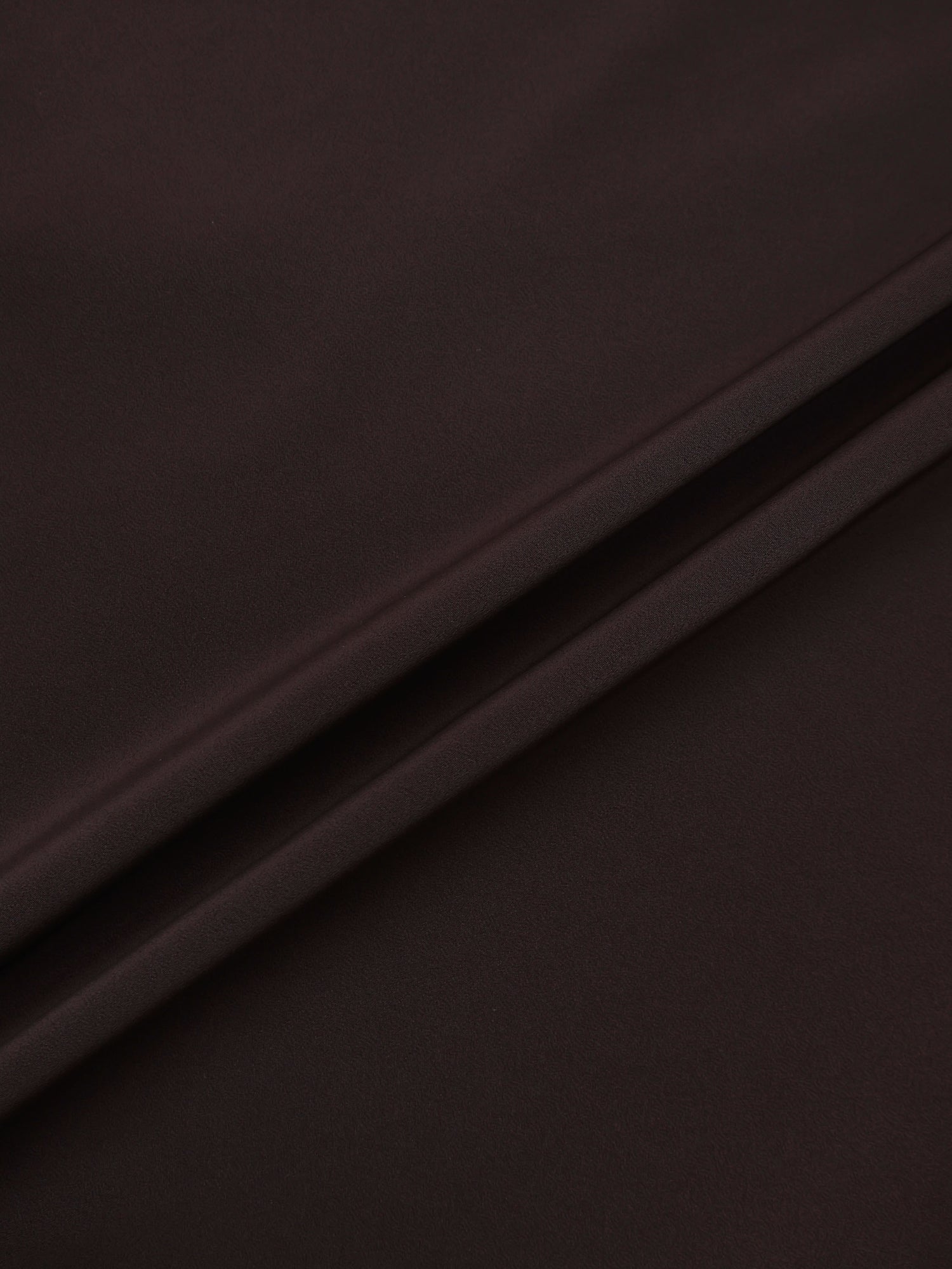 Curved Yoke Faux Satin Skirt - Brown