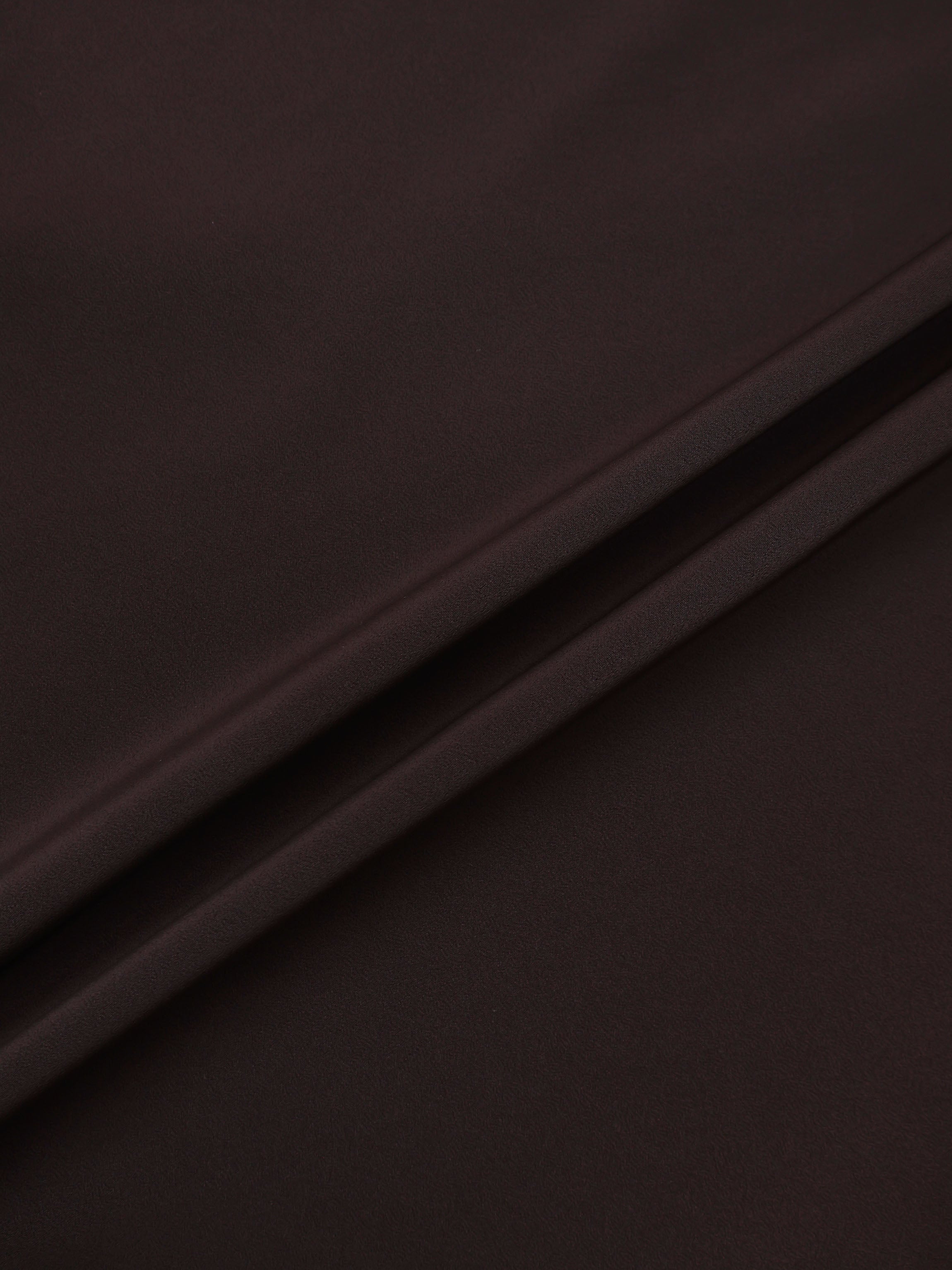 Curved Yoke Faux Satin Skirt - Brown