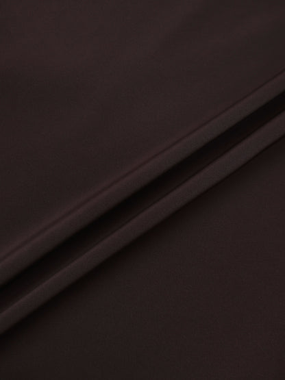 Curved Yoke Faux Satin Skirt - Brown