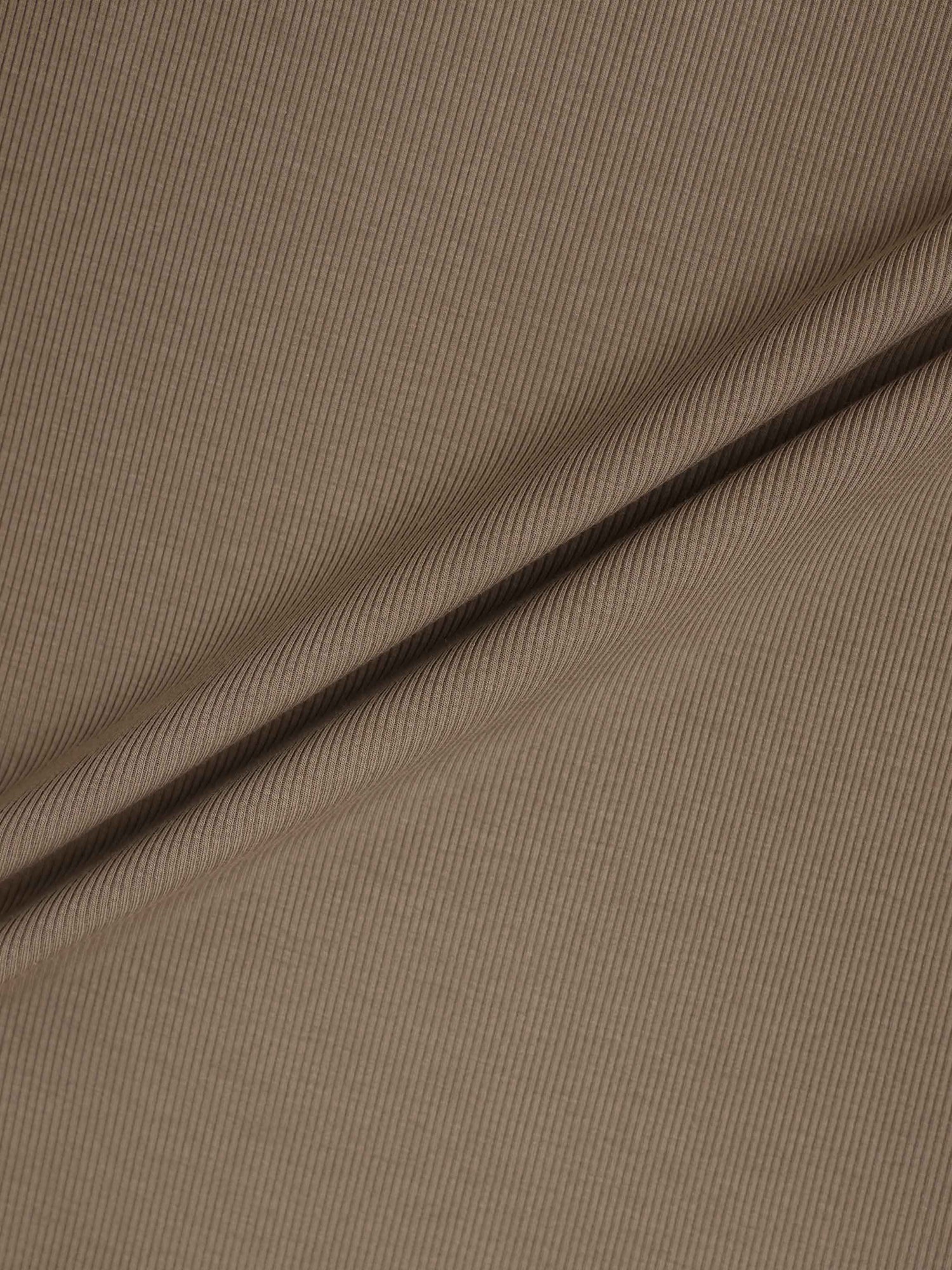 Soft Ribbed High V Tee-Taupe