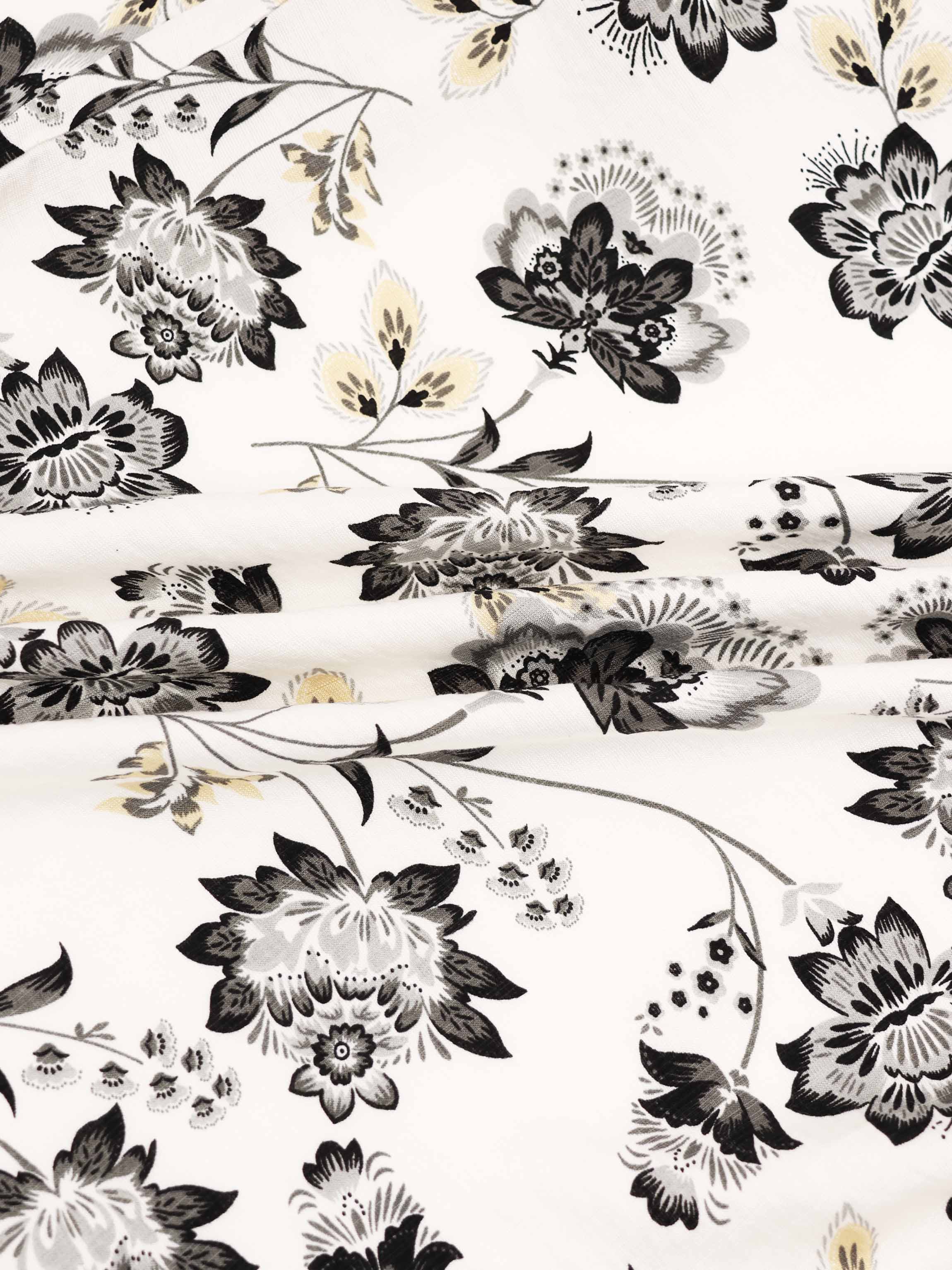 Button Down Collared Blouse-Black/White Floral