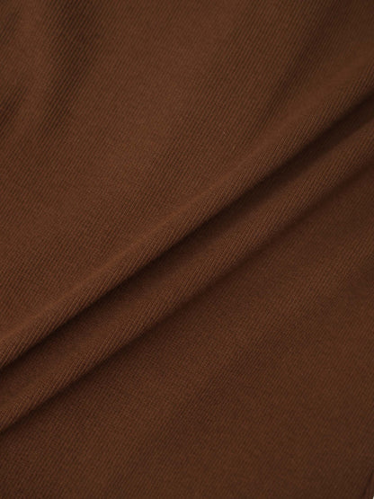 Ribbed Button Down Shirt-Brown