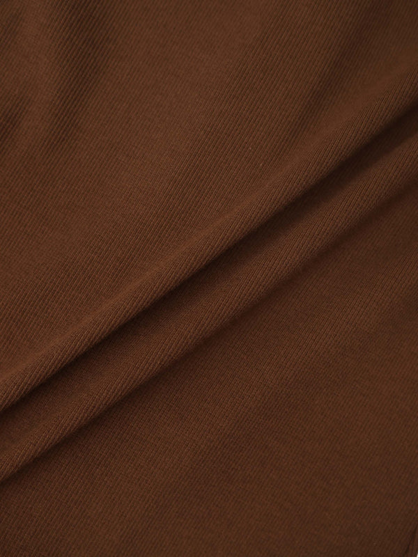 Ribbed Button Down Shirt-Brown