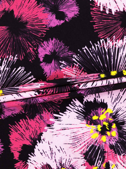 Boxy Printed Modal Turtleneck-Flower Burst