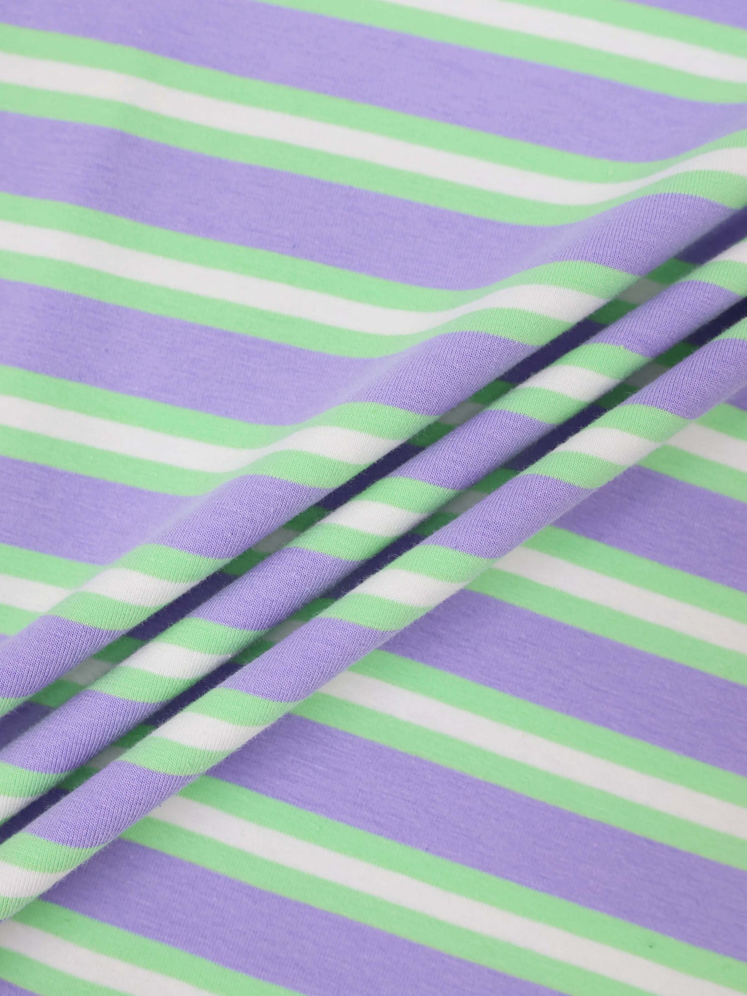 Embroidered Crown Striped Tee-Lavender/Mint/White