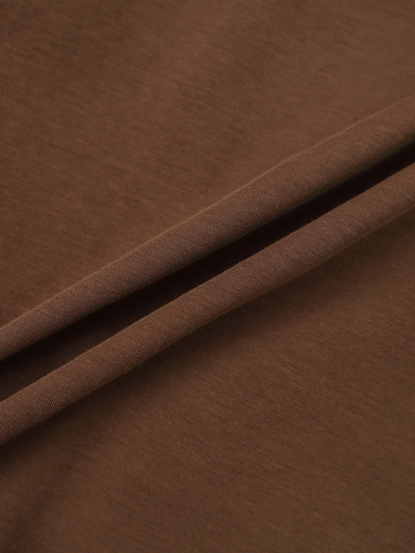Waist Tie Button Down T-Shirt-Brown