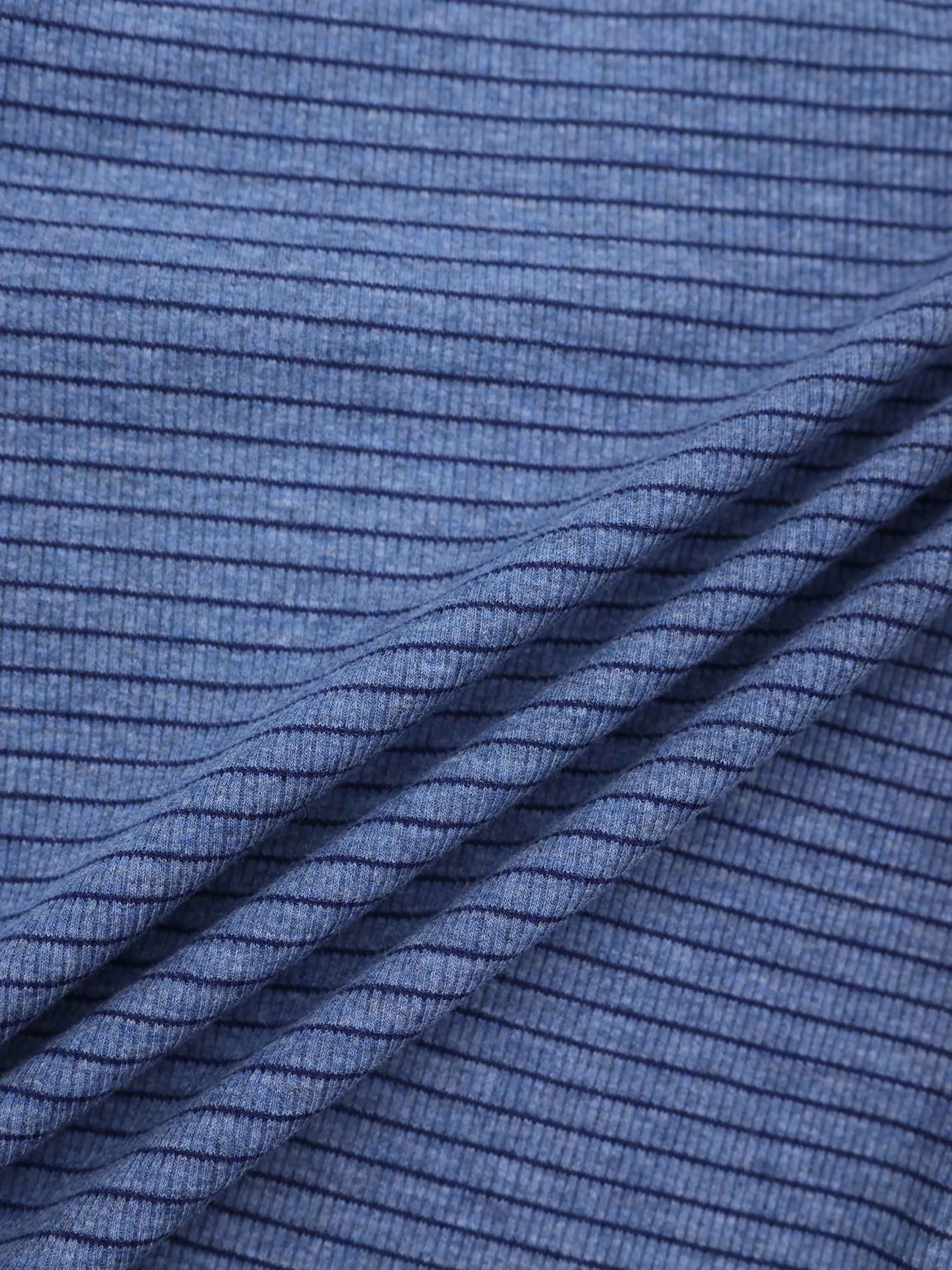 Striped Cross Stitch T-Shirt-Denim Blue