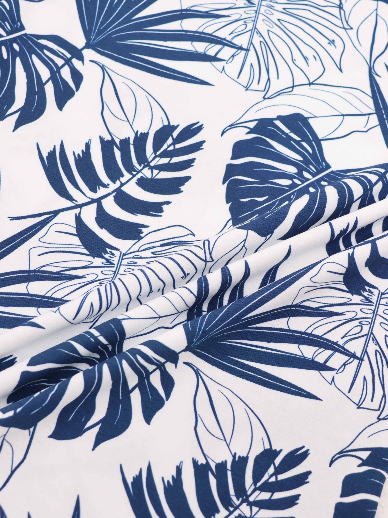 Basic Printed T-shirt-Navy Palm