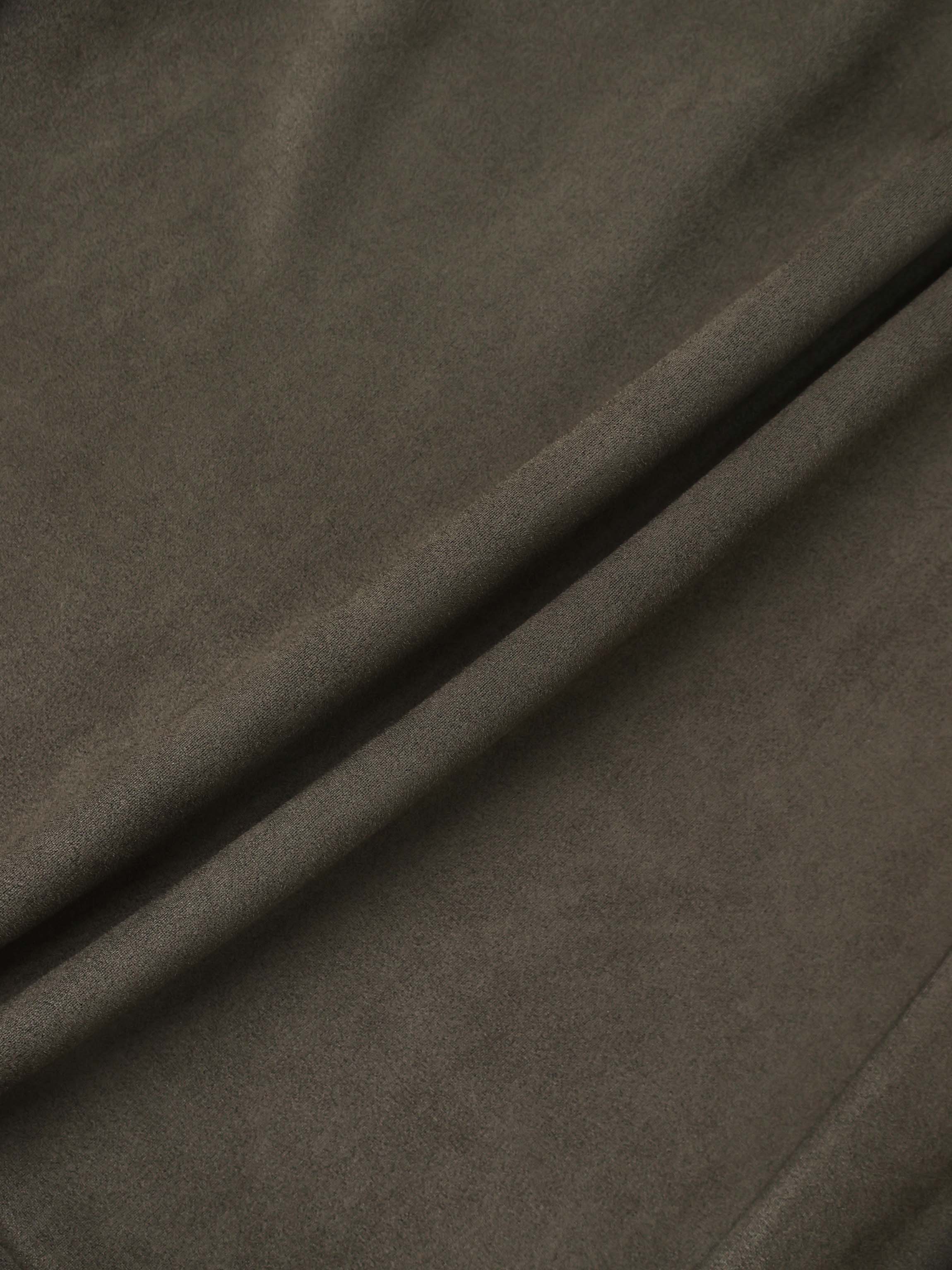Curved Yoke Faux Suede Skirt - Green