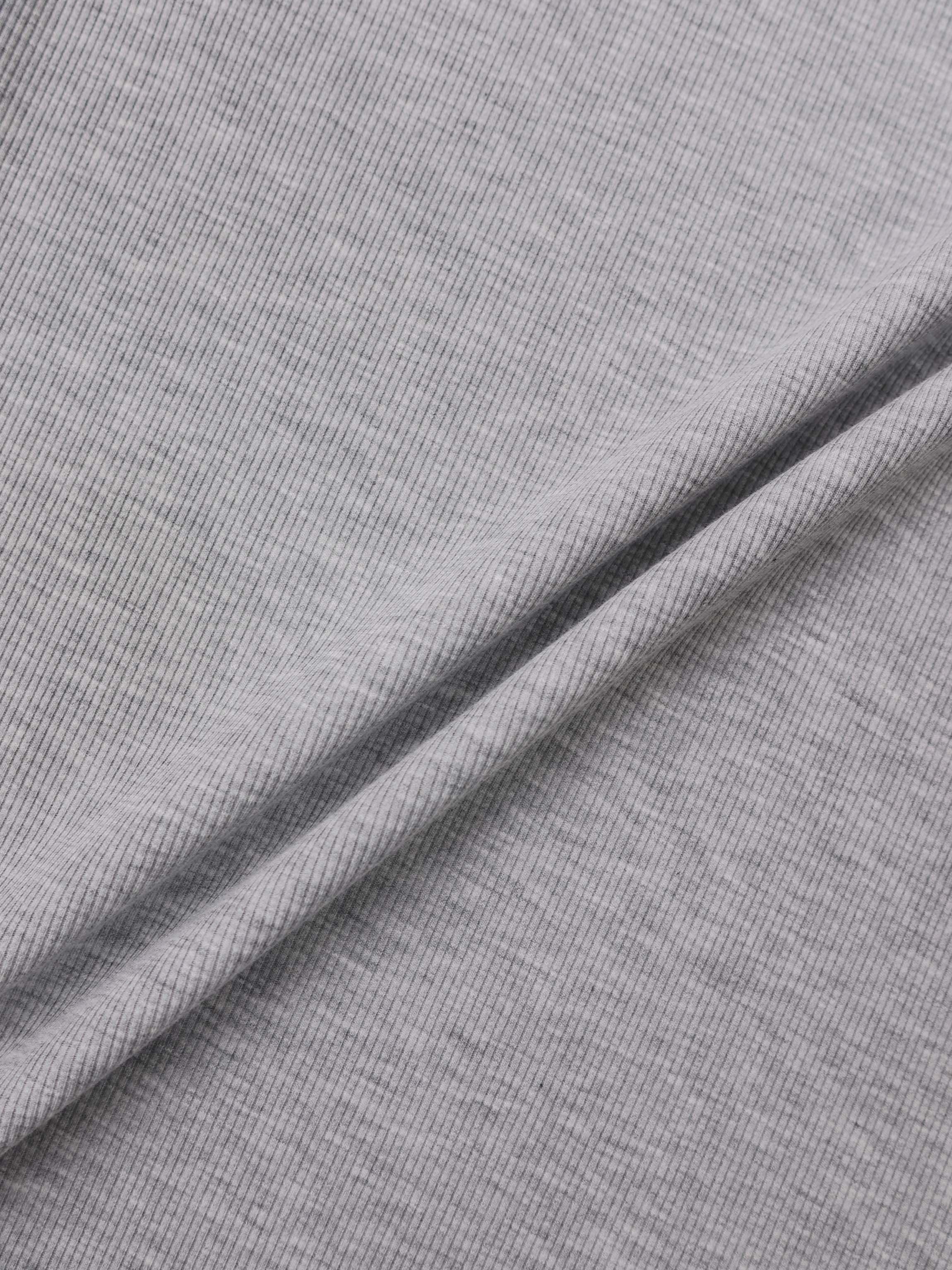 Rounded Hem Ribbed T-Shirt-Heathered Grey