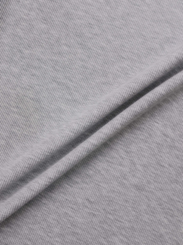 Rounded Hem Ribbed T-Shirt-Heathered Grey