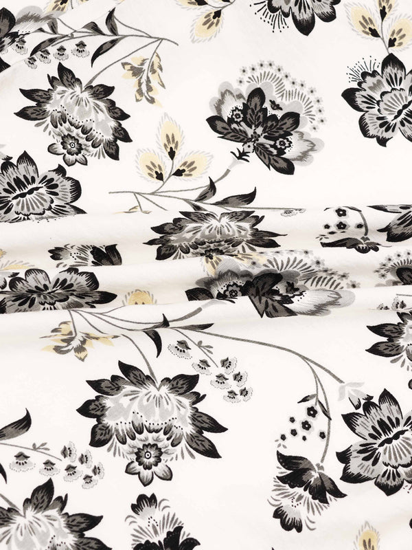 Button Down Collared Blouse-Black/White Floral