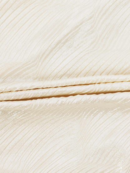 Shimmer Texture Bow Blouse-Cream