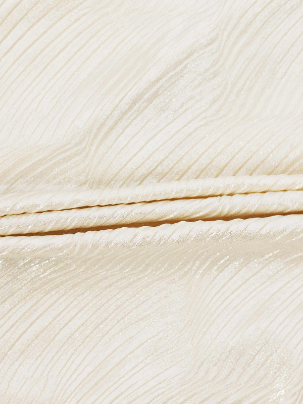 Shimmer Texture Bow Blouse-Cream