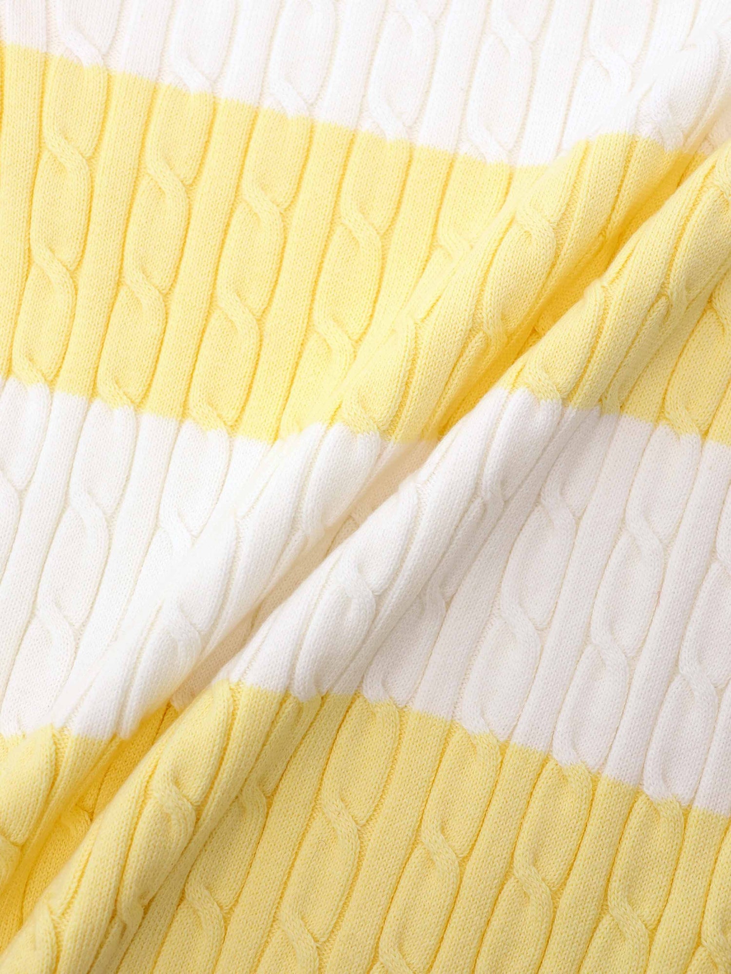 Striped Cable Sweater-Yellow/White