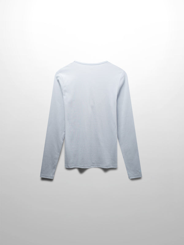 Basic High V Tee Long Sleeve-Powder Blue