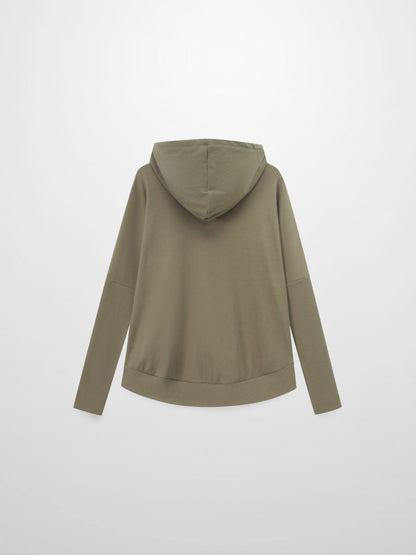 Ribbed Half Zip Hoodie Tee-Camouflage Green