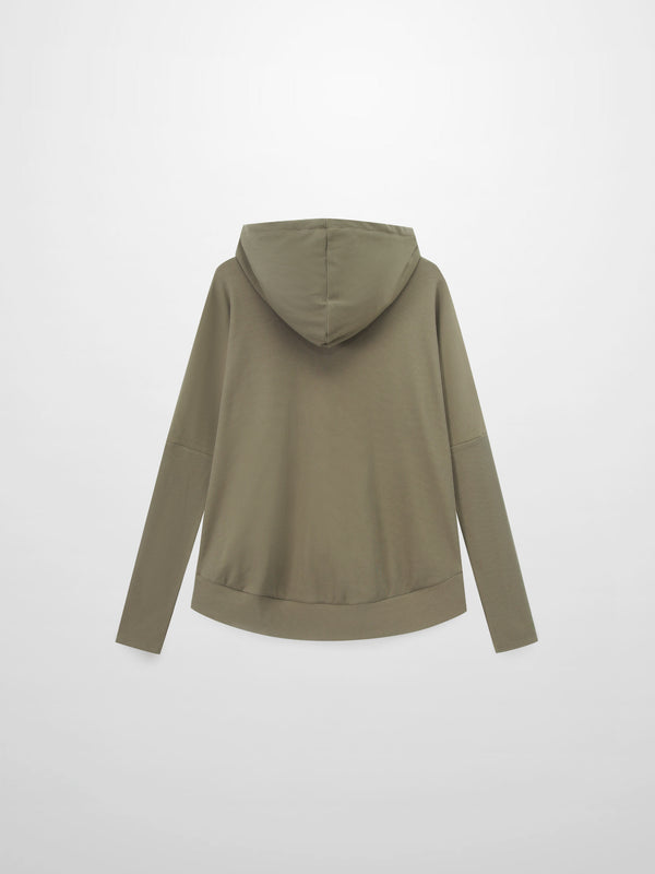 Ribbed Half Zip Hoodie Tee-Camouflage Green
