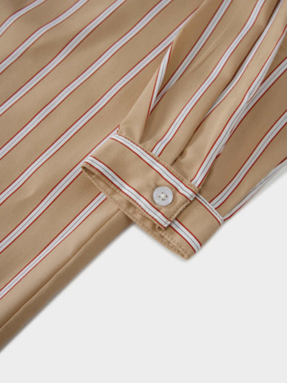 Oversized Shirtdress-Camel/White