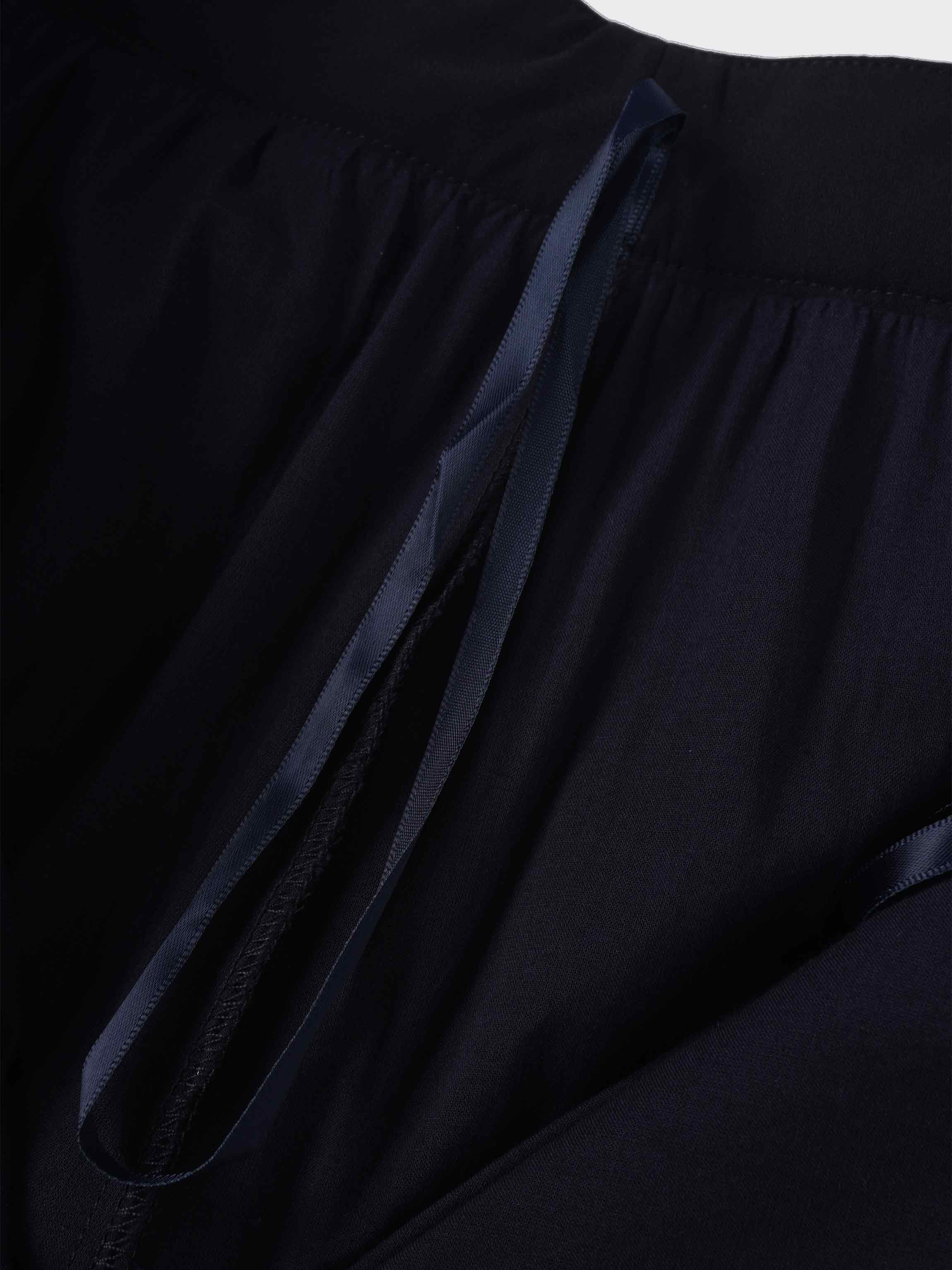 Pleated Layer Skirt 37&quot;-Navy