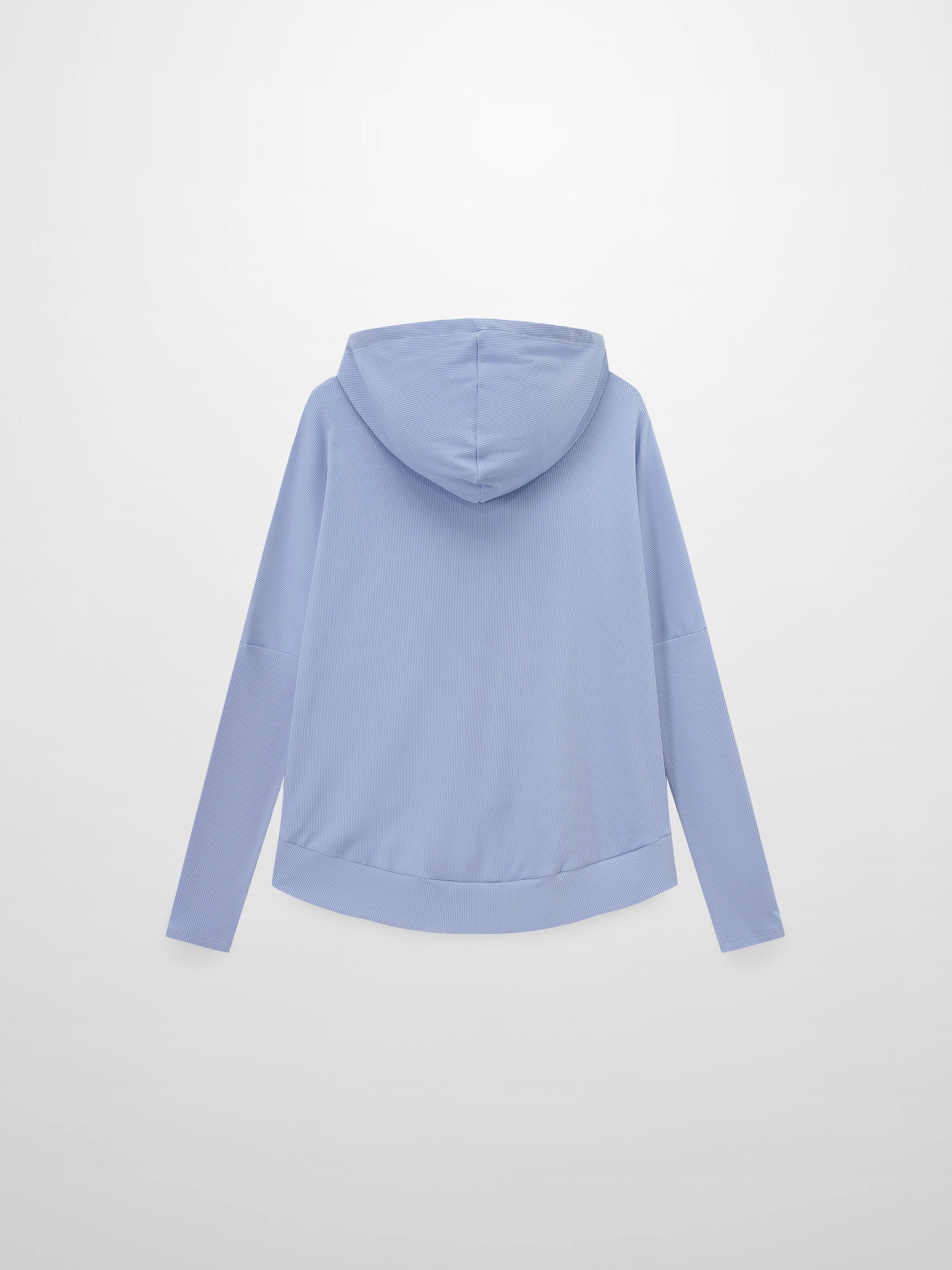 Ribbed Half Zip Hoodie Tee-Sky Blue