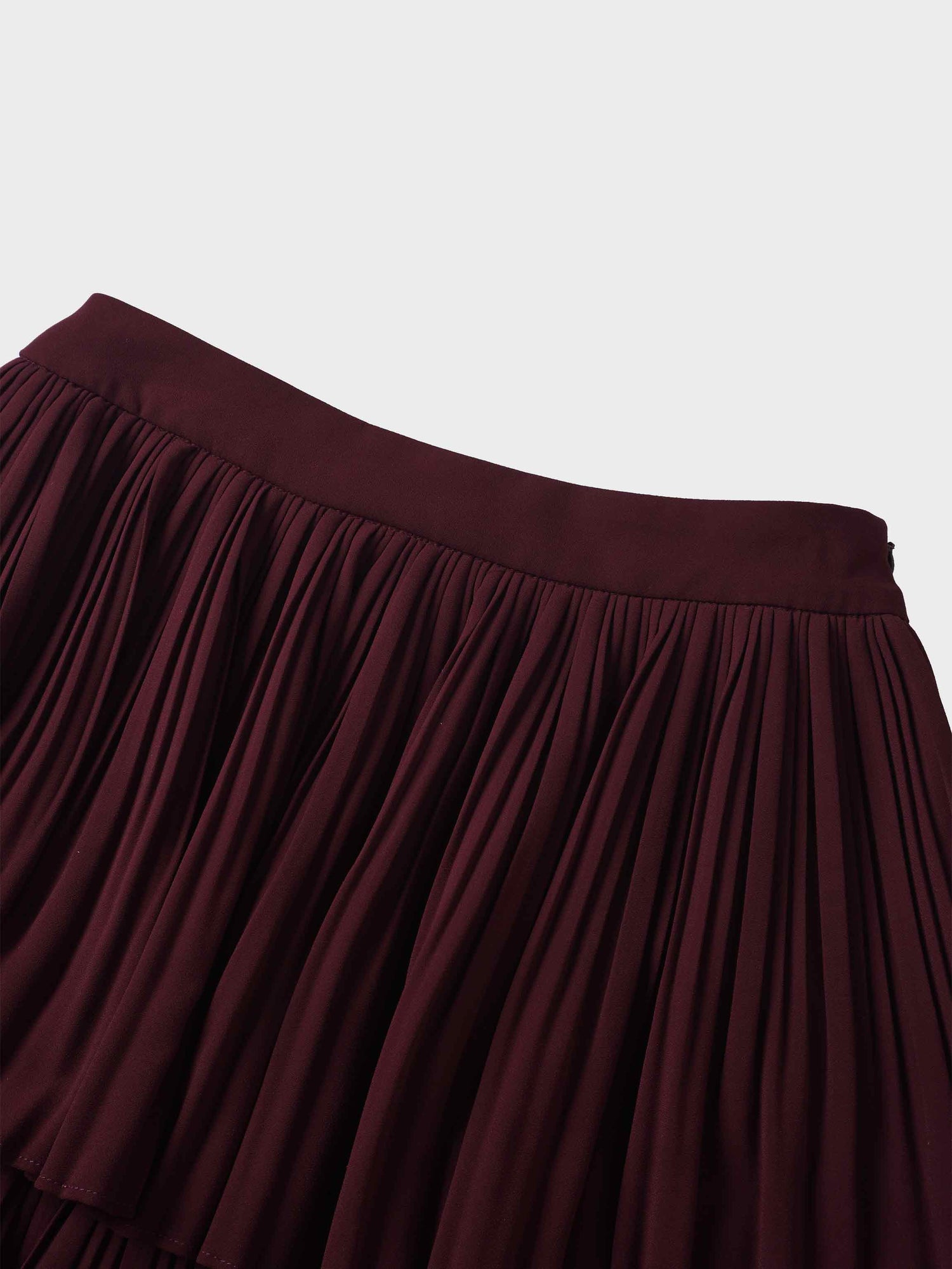 Pleated Layer Skirt 37&quot;-Burgundy